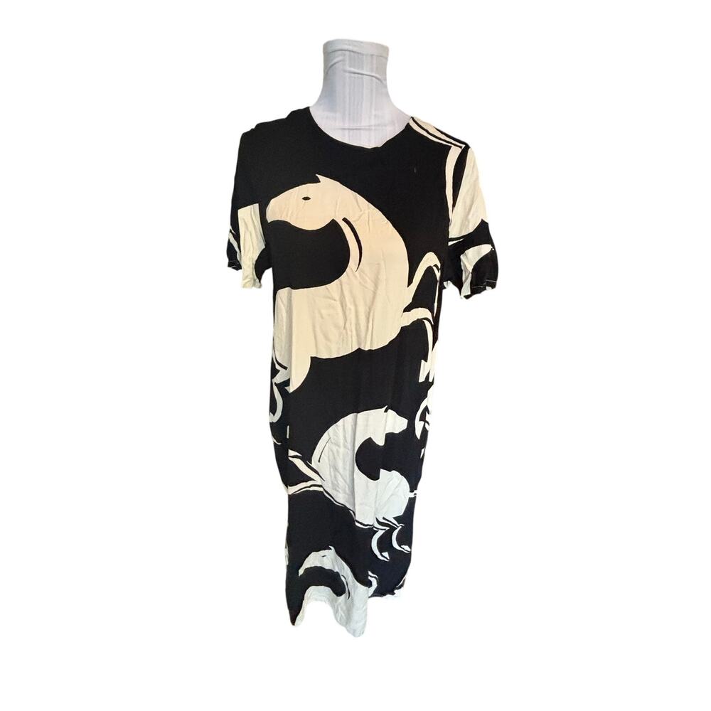 Corey Lynn Calter Caballos Midi Dress Black & White Horse Size L